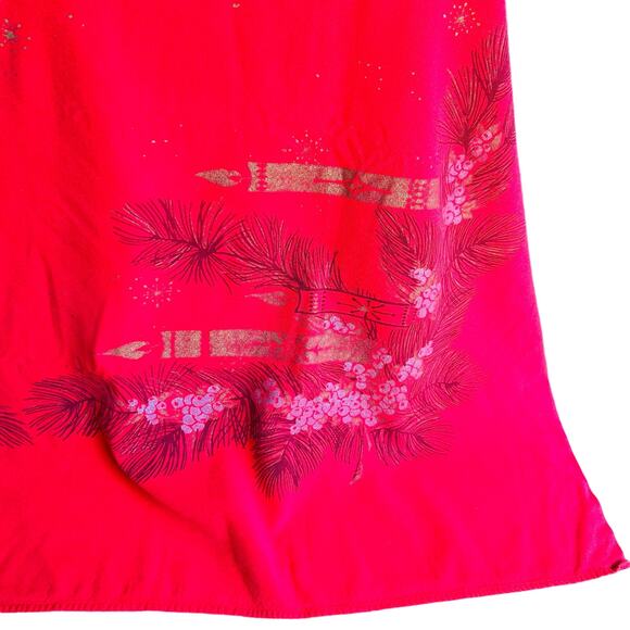 Vtg Christmas CALIFORNIA HAND PRINTS Tablecloth circa 1950s 64" x 51" Red - Picture 14 of 16
